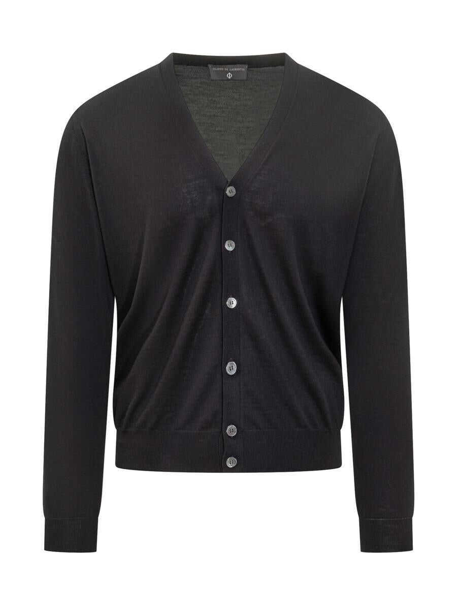 Cardigane FILIPPO DE LAURENTIIS Filippo De Laurentiis Filippo De Laurentiis Wool Cardigan Black BLUE Barbati (BM 19326042) 1