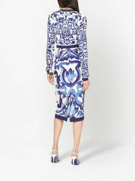 Rochii Dolce & Gabbana Abito Midi In Charmeuse Stampa Maiolica BLUE Femei (BM 19326345) 4