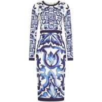 Rochii Abito Midi In Charmeuse Stampa Maiolica Femei