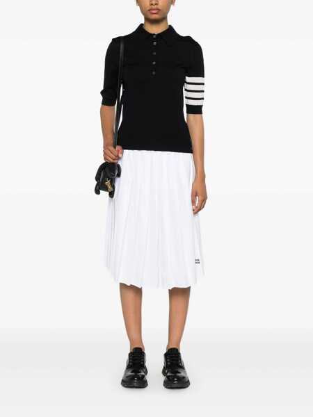 Tricouri Polo Thom Browne Thom Browne Relaxed Fit Polo With 4 Bars In Fine Merino Wool Clothing BLUE Femei (BM 19326378) 2