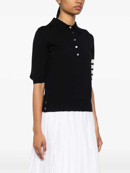 Tricouri Polo Thom Browne Thom Browne Relaxed Fit Polo With 4 Bars In Fine Merino Wool Clothing BLUE Femei (BM 19326378) 3