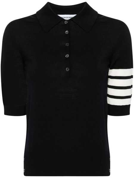 Tricouri Polo Thom Browne Thom Browne Relaxed Fit Polo With 4 Bars In Fine Merino Wool Clothing BLUE Femei (BM 19326378) 1
