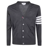 Cardigane Thom Browne Thom Browne Classic V Neck Cardigan In Fine Merino Wool With 4 Bar Stripes Clothing