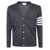 Thom Browne Thom Browne Classic V Neck Cardigan In Fine Merino Wool With 4 Bar Stripes Clothing GREY