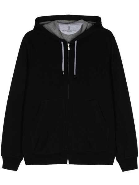 Bluze de trening Brunello Cucinelli Brunello Cucinelli Zip Hoodie Black Barbati (BM 19326939) 1