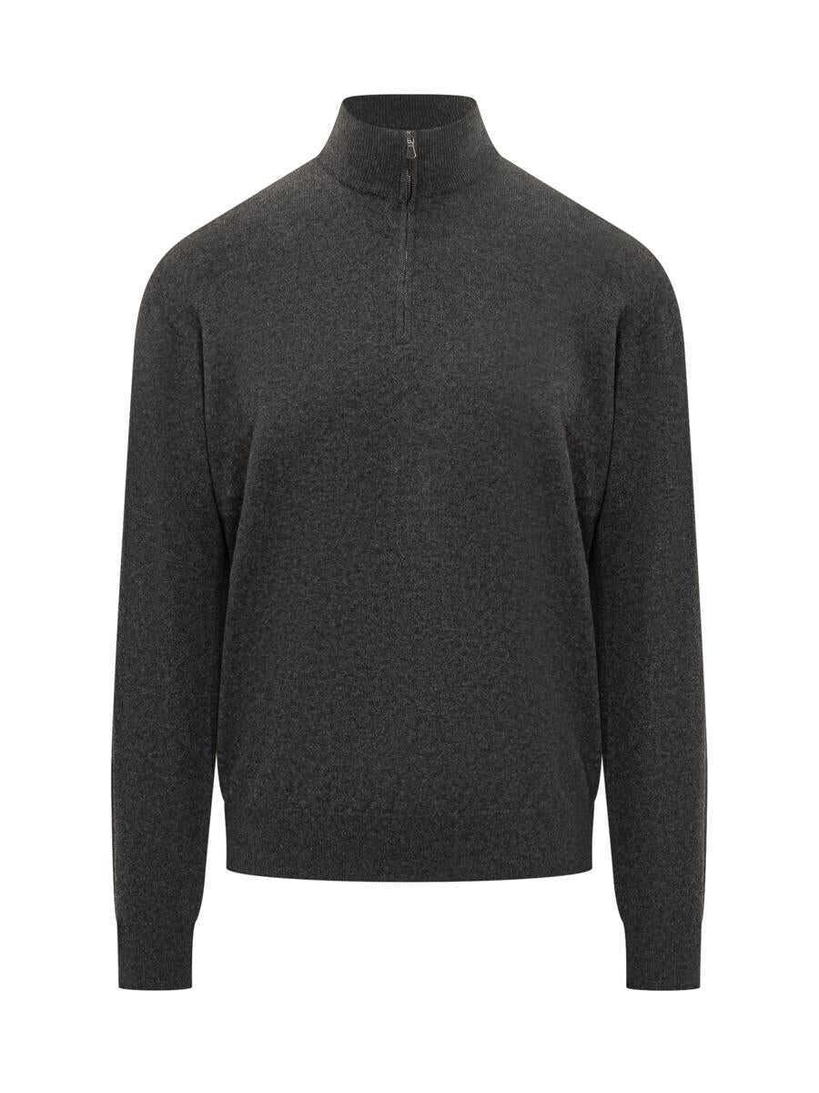Pulovere FILIPPO DE LAURENTIIS Filippo De Laurentiis Filippo De Laurentiis Wool Sweater With Grey Half Zip GREY Barbati (BM 19326990) 1