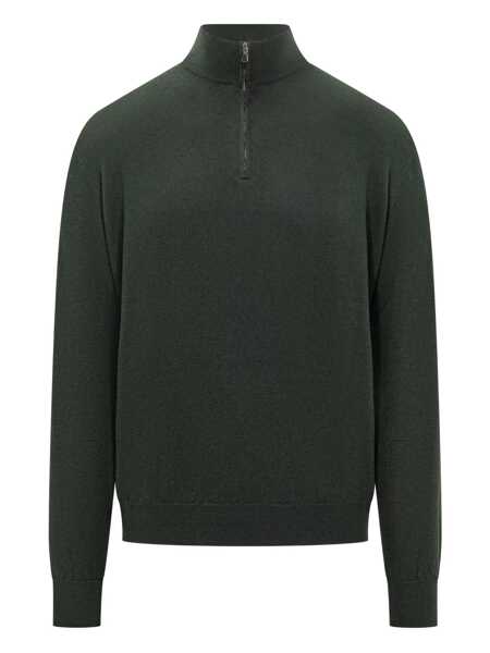Pulovere FILIPPO DE LAURENTIIS Filippo De Laurentiis Filippo De Laurentiis Wool Sweater With Half Zip Green GREEN Barbati (BM 19326993) 1