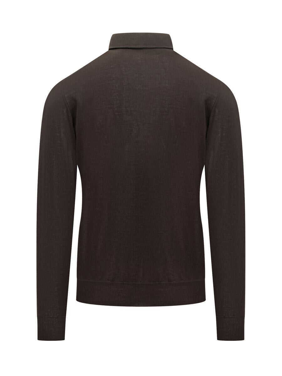 Tricouri Polo FILIPPO DE LAURENTIIS Filippo De Laurentiis Filippo De Laurentiis Brown Wool Polo Shirt BROWN Barbati (BM 19327434) 2