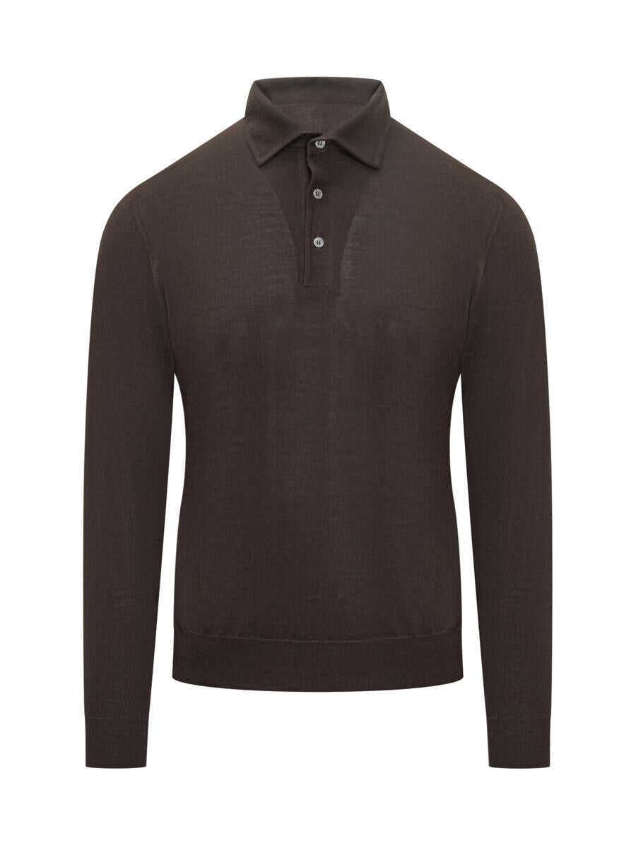 Tricouri Polo FILIPPO DE LAURENTIIS Filippo De Laurentiis Filippo De Laurentiis Brown Wool Polo Shirt BROWN Barbati (BM 19327434) 1