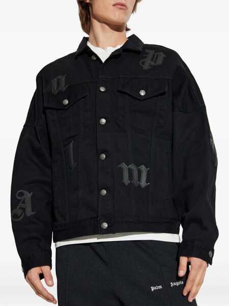 Geci Palm Angels Palm Angels Palm Angels Jacket With Gothic Logo Embroidery Black Barbati (BM 19327482) 3