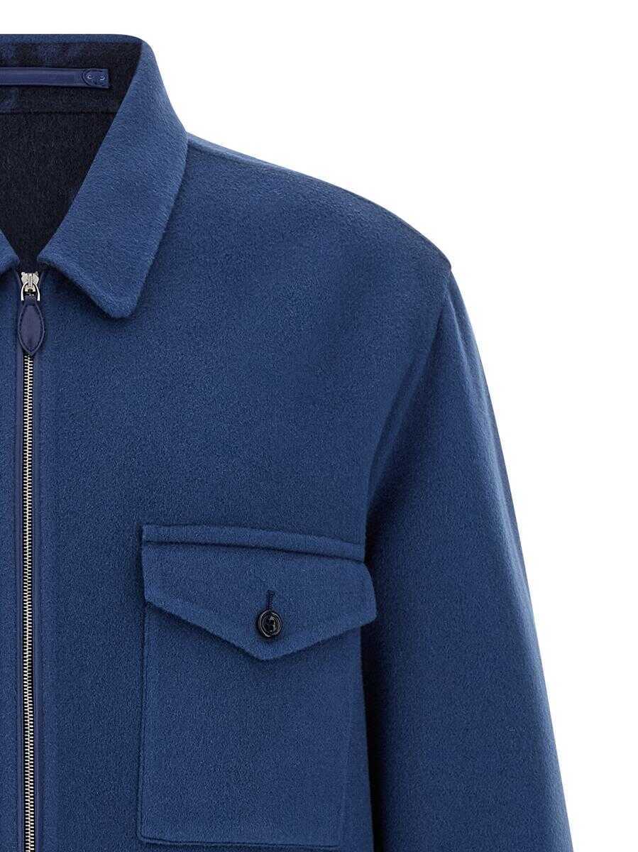 Camasi BERLUTI Berluti Double Cloth Overshirt BLUE Barbati (BM 19327551) 3