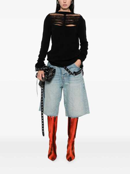 Pulovere Rick Owens Black Sweater With Distressed Effect And Cut-Out Details On The Front In Alpaca Blend Woman Black Femei (BM 19327716) 2