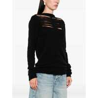 Pulovere Rick Owens Dama - Pulovere Rick Owens Black Sweater With Distressed Effect And Cut-Out Details On The Front In Alpaca Blend Woman Black Femei (BM 19327716) - B-mall.ro