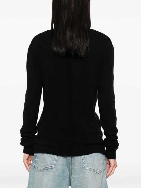 Pulovere Rick Owens Black Sweater With Distressed Effect And Cut-Out Details On The Front In Alpaca Blend Woman Black Femei (BM 19327716) 4