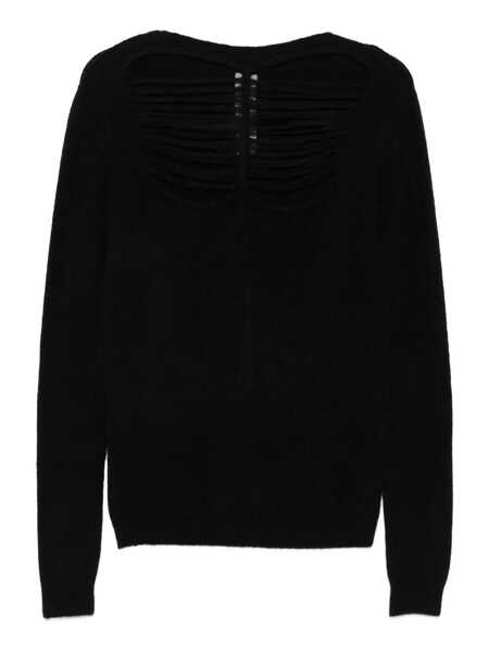Pulovere Rick Owens Black Sweater With Distressed Effect And Cut-Out Details On The Front In Alpaca Blend Woman Black Femei (BM 19327716) 1
