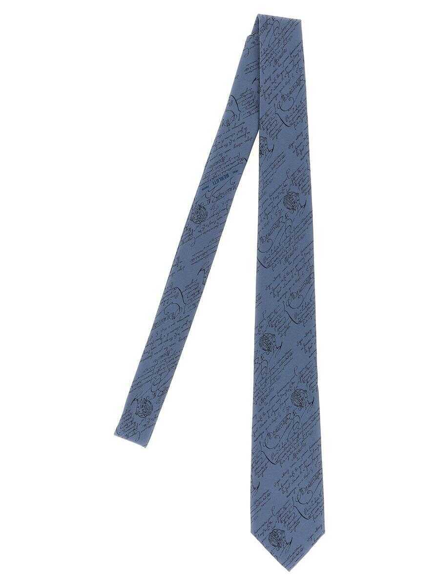 Cravate BERLUTI Berluti Classic Scritto Tie BLUE Barbati (BM 19328160) 1