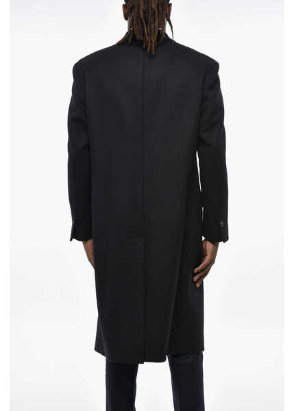 Paltoane HEVO Virgin Wool Blend Martinafranca Double-Breasted Coat With Pe Midnight Blue Barbati (BM 19328447) 2