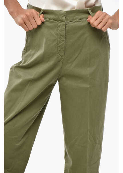 Pantaloni casual True Royal Medium Waist Cotton Blend Sarah Pants Green Femei (BM 19328450) 3