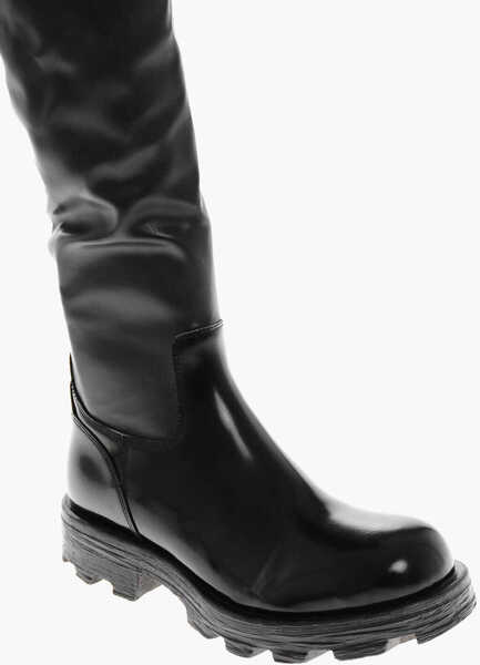 Cizme lungi Diesel Leather D-Hammer Boots With Chunky Sole 5Cm Black Femei (BM 19328459) 4