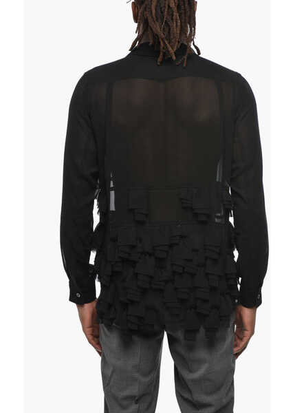 Camasi casual Comme des Garons Black Sheer Shirt With Ruffles Black Barbati (BM 19328462) 2