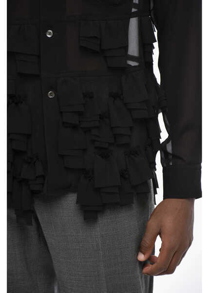 Camasi casual Comme des Garons Black Sheer Shirt With Ruffles Black Barbati (BM 19328462) 3