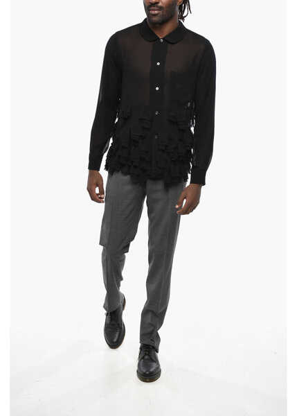 Camasi casual Comme des Garons Black Sheer Shirt With Ruffles Black Barbati (BM 19328462) 4