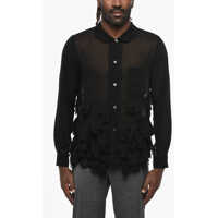 Camasi casual Black Sheer Shirt With Ruffles Barbati