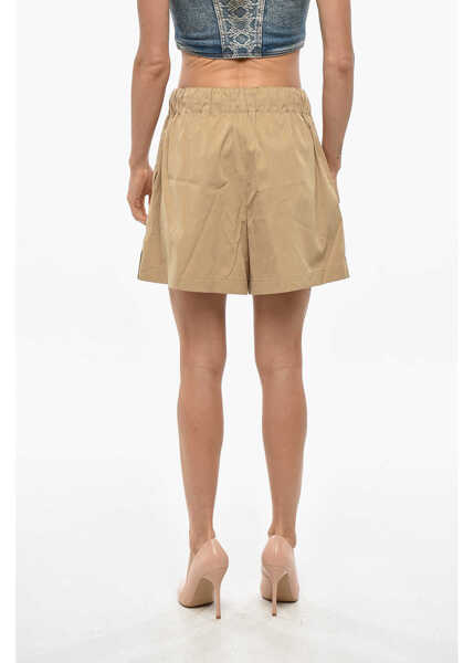 Pantaloni scurti SA SU PHI Cotton And Silk Valentina Shorts With Drawstring Waist Brown Femei (BM 19328471) 3