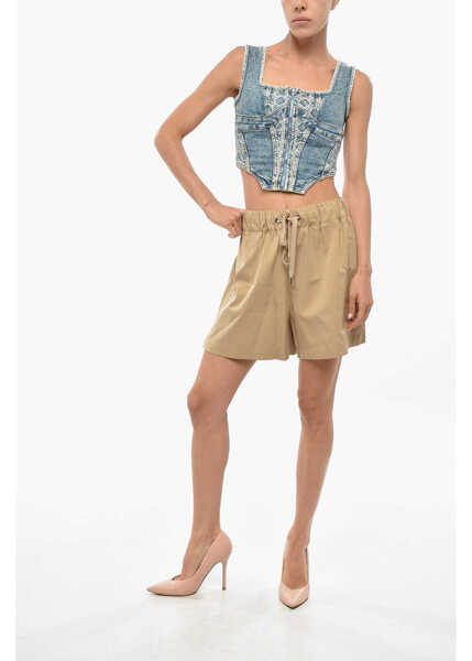 Pantaloni scurti SA SU PHI Cotton And Silk Valentina Shorts With Drawstring Waist Brown Femei (BM 19328471) 4