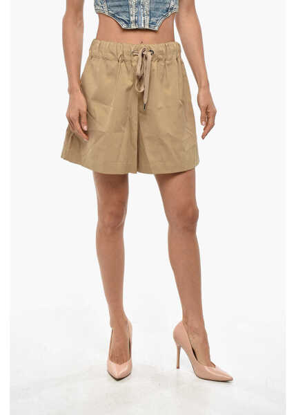 Pantaloni scurti SA SU PHI Cotton And Silk Valentina Shorts With Drawstring Waist Brown Femei (BM 19328471) 1