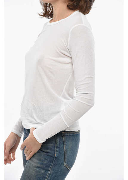 Tricouri James Perse Long Sleeved Lightweight Cotton Crew-Neck T-Shirt White Femei (BM 19328480) 3