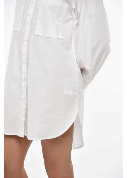 Rochii scurte Diesel Cotton Poplin D-Super-I-Emb Shirt Dress With Double Breast P White Femei (BM 19328486) 3