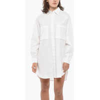 Rochii scurte Dama - Rochii scurte Diesel Cotton Poplin D-Super-I-Emb Shirt Dress With Double Breast P White Femei (BM 19328486) - B-mall.ro