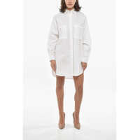 Rochii scurte Cotton Poplin D-Super-I-Emb Shirt Dress With Double Breast P Femei