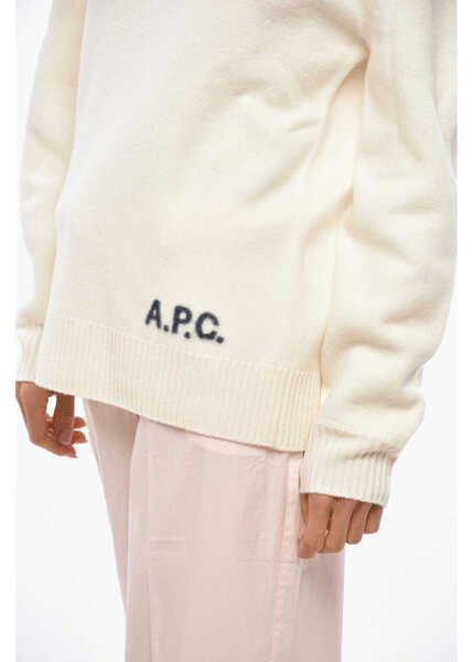 Pulovere A.P.C. Merino Wool Turtleneck Sweater With Contrasting Logo White Femei (BM 19328489) 2