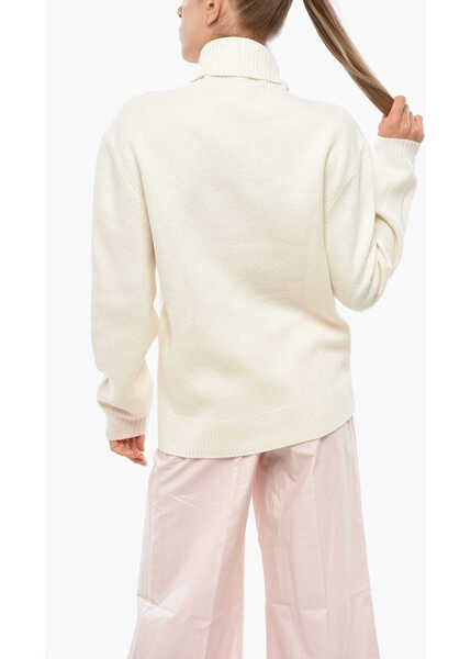 Pulovere A.P.C. Merino Wool Turtleneck Sweater With Contrasting Logo White Femei (BM 19328489) 3