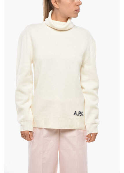 Pulovere A.P.C. Merino Wool Turtleneck Sweater With Contrasting Logo White Femei (BM 19328489) 1