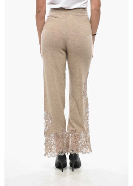 Pantaloni casual Ermanno Scervino Cashmere Pants With Lace Hem Beige Femei (BM 19328498) 2