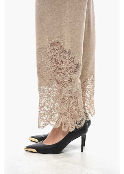 Pantaloni casual Ermanno Scervino Cashmere Pants With Lace Hem Beige Femei (BM 19328498) 3