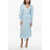 ROTATE Birger Christensen Satin Wrap Dress With Polka Dots Motif Light Blue