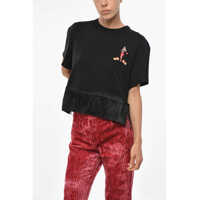 Tricouri Cashemere And Cotton Hawaiian Crew-Neck T-Shirt With Fringes Femei