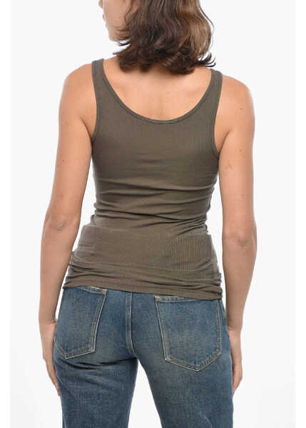 Bluze James Perse Standard Cotton Blend Ribbed Tank Top Military Green Femei (BM 19328648) 2