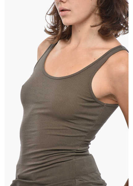 Bluze James Perse Standard Cotton Blend Ribbed Tank Top Military Green Femei (BM 19328648) 3
