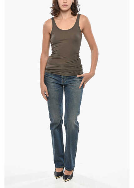 Bluze James Perse Standard Cotton Blend Ribbed Tank Top Military Green Femei (BM 19328648) 4