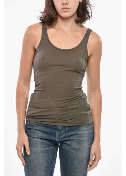 Bluze James Perse Standard Cotton Blend Ribbed Tank Top Military Green Femei (BM 19328648) 1