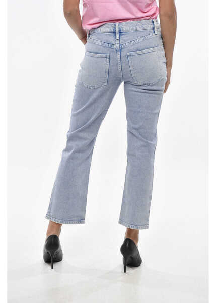 Blugi drepti Tory Burch Acid Wash Effect Flare Jeans With Logo Button 20Cm Blue Femei (BM 19328663) 2