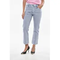 Blugi drepti Acid Wash Effect Flare Jeans With Logo Button 20Cm Femei