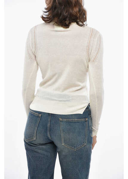 Pulovere Ermanno Scervino Turtleneck Cashmere Blend Sweater With Lace Detail White Femei (BM 19328678) 2