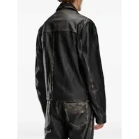 Geci de piele pentru Barbati - Geci de piele Diesel Red Tag Vintage Effect Blixia Leather Jacket With Front Zip Black Barbati (BM 19328681) - B-mall.ro