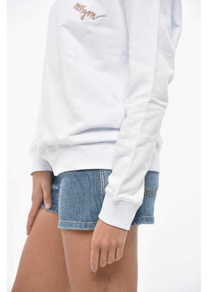 Bluze de trening MSGM Cotton Crew-Neck Sweatshirt With Embroidery Logo White Femei (BM 19328684) 3